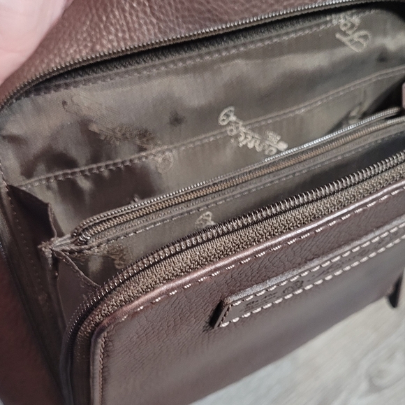 FOSSIL BROWN PEBBLED LEATHER SHOULDER BAG Vintage - Picture 6 of 8